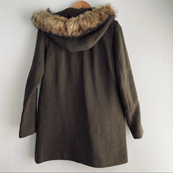 Vince Camuto wool blend basket weave faux fur edging in the hood - Picture 13 of 16